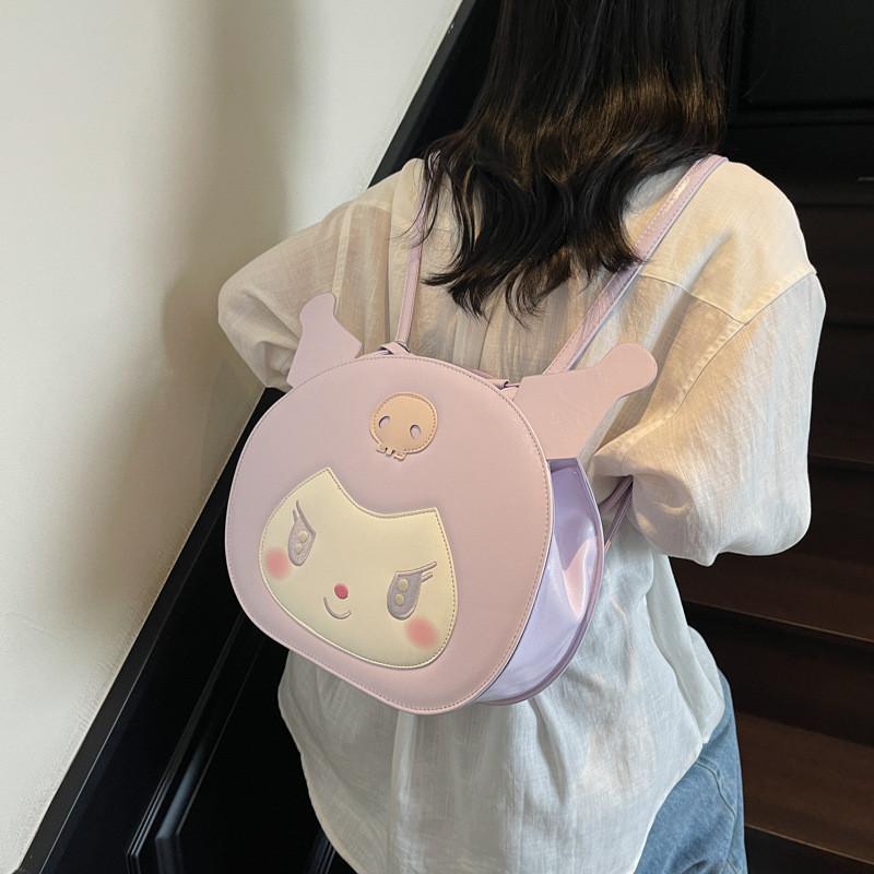 Kuromi Cute Girls Summer Backpack With Macaron Color Pu Material For Daily Use