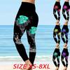 Womens Water Rose Prints Stretch Yoga Leggings Fitness Running Gym Sports Active Pants