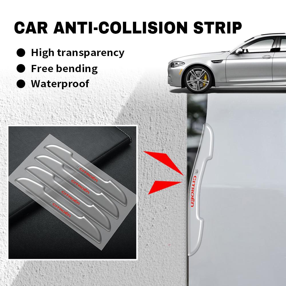 4pc Transparent Car Door Edge Guard Anti-Collision Strips Rubber Protect Stickers For Citroen C1 C2 C3 C4 Grand Picasso C4L C5