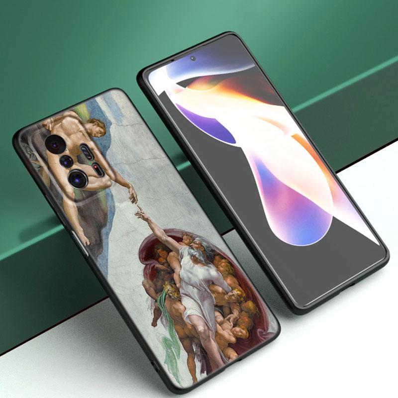 Чехол для телефона Michelangelo Adam Fresco Art для Xiaomi Mi A2 8 9 SE Note 10 10T 11 12 Lite 9T 11T 12S 12T Pro A3 6X 12X, черный чехол