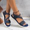 New 2025 European and American sandals women's foreign trade large size sewing line wedge heel casual Velcro sandals