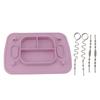 Silicone Suction Placemat with 4 Toy Tethers Dishwasher Safe Divided Plate for Babies Toddlers Kids
