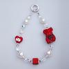 PICOCICI Cute Bear Heart Decor Beaded Bracelet Phone Hand Chain Anti-drop Lanyard