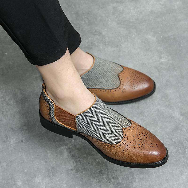Модные новые мужские классические деловые кожаные туфли, модные деловые повседневные туфли для вождения, мужские винтажные туфли-челси ручной работы Brock Slip-on Loafers