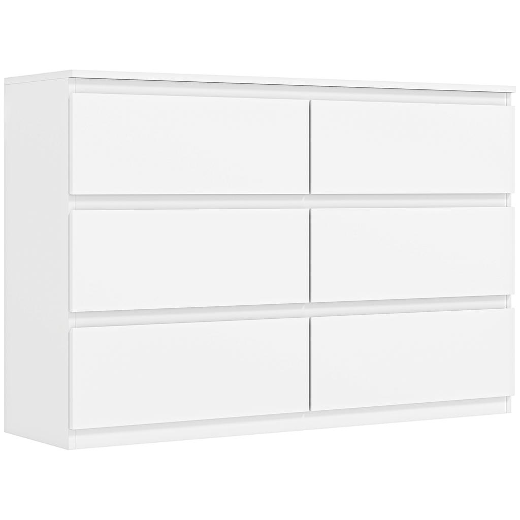 Chest of Drawers with 6 Drawers, Modern Storage Furniture for the Bedroom, White