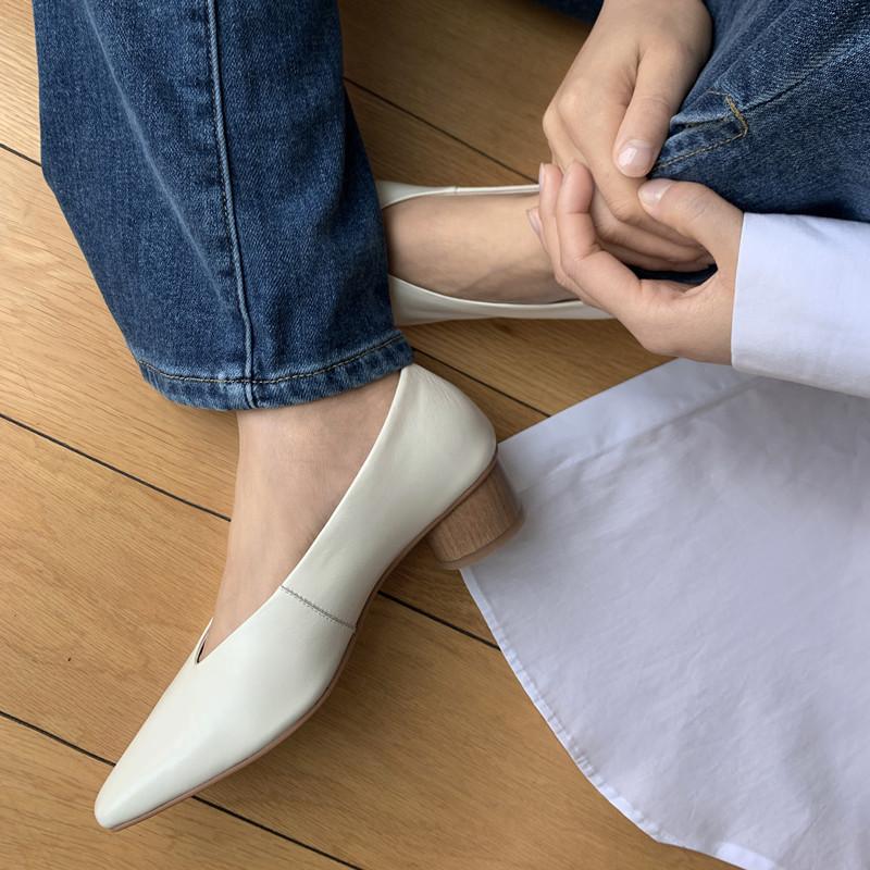 2024 Новые популярные женские туфли из натуральной кожи Женские туфли-лодочки из натуральной кожи Туфли с неглубоким носком Туфли на высоком каблуке 3 см для женщин