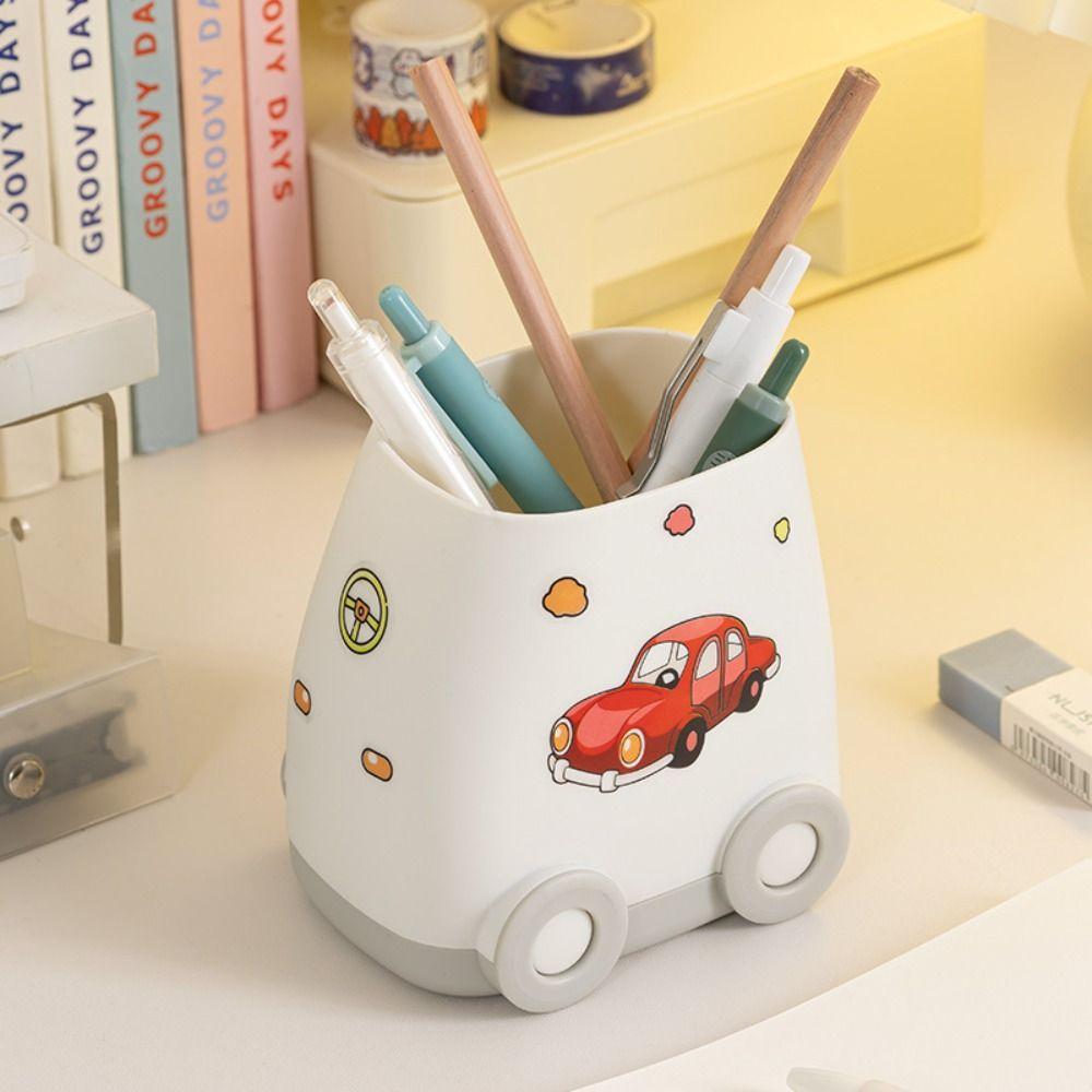 Cartoon Car Shaped Pen Holder Multifunctional Desktop Storage Box Kawaii Pencil Box  Office