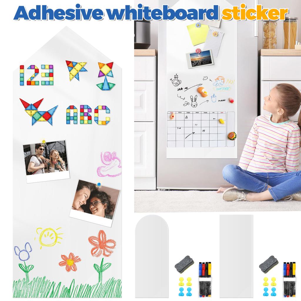 Magnetic Whiteboard Sticker 101 x 40.5 cm No Ghosting Adhesive Whiteboard Wallpaper Dry Erase Board Sheet for Office Home School