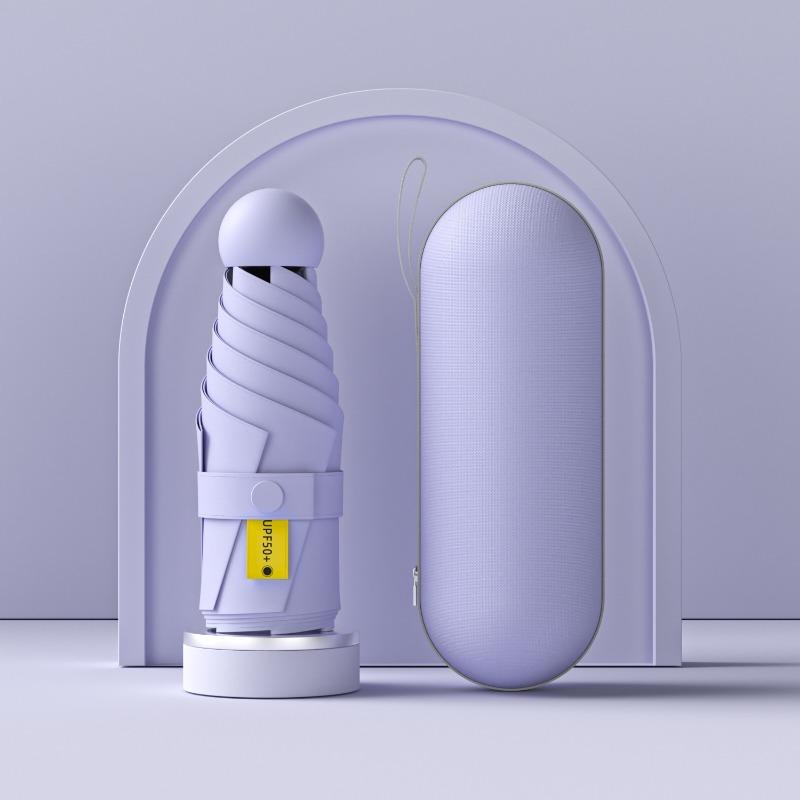 Sun Umbrella Women's Sunscreen Small Portable Parasol Umbrella Women's Sunshine and Rain Capsule Small Fresh Vinyl Parasol