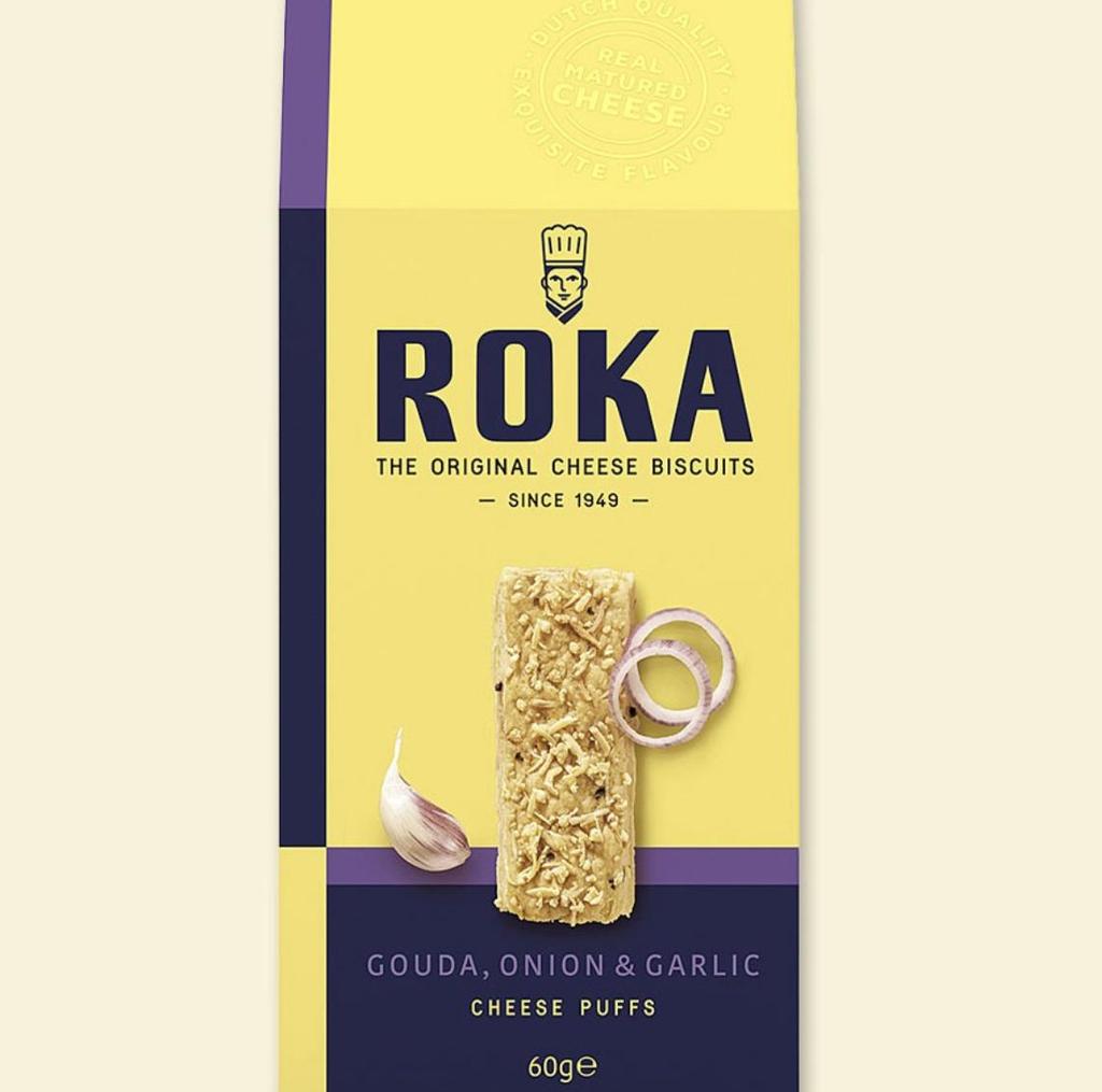 Roka Gouda Cheese Pastry Sticks Onion & Garlic Flavor Crispy Snack 60g x 2 Pack