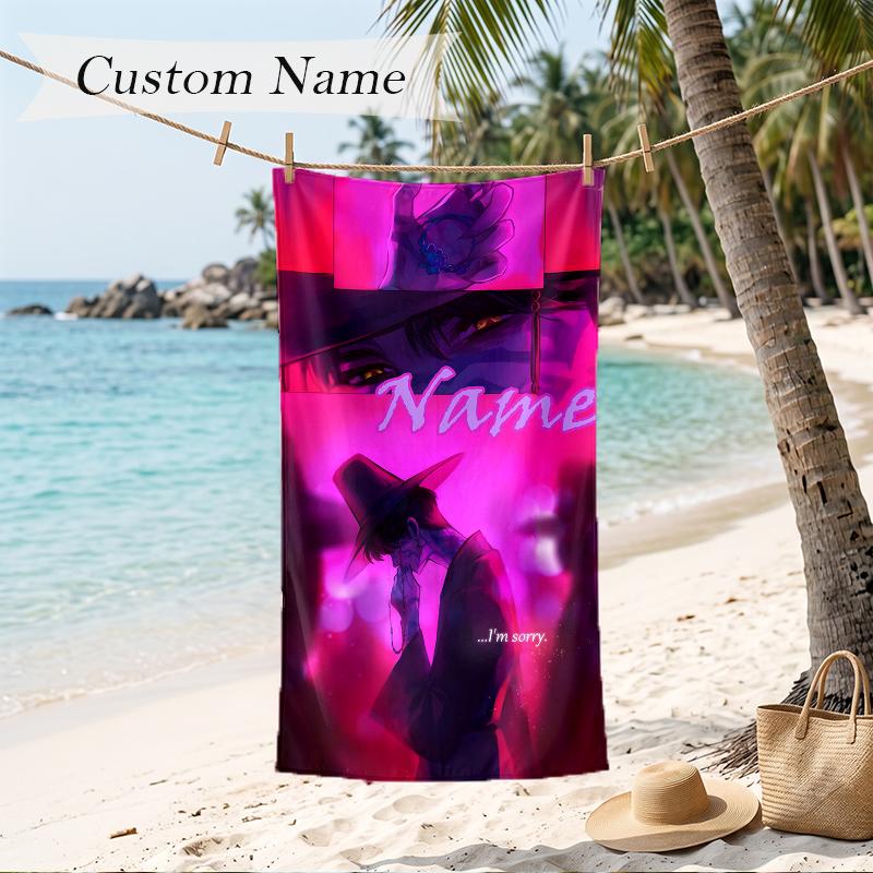 jinu Custom Name Printed Beach Towel Personalized Soft Towel For Swimming Beach Travel