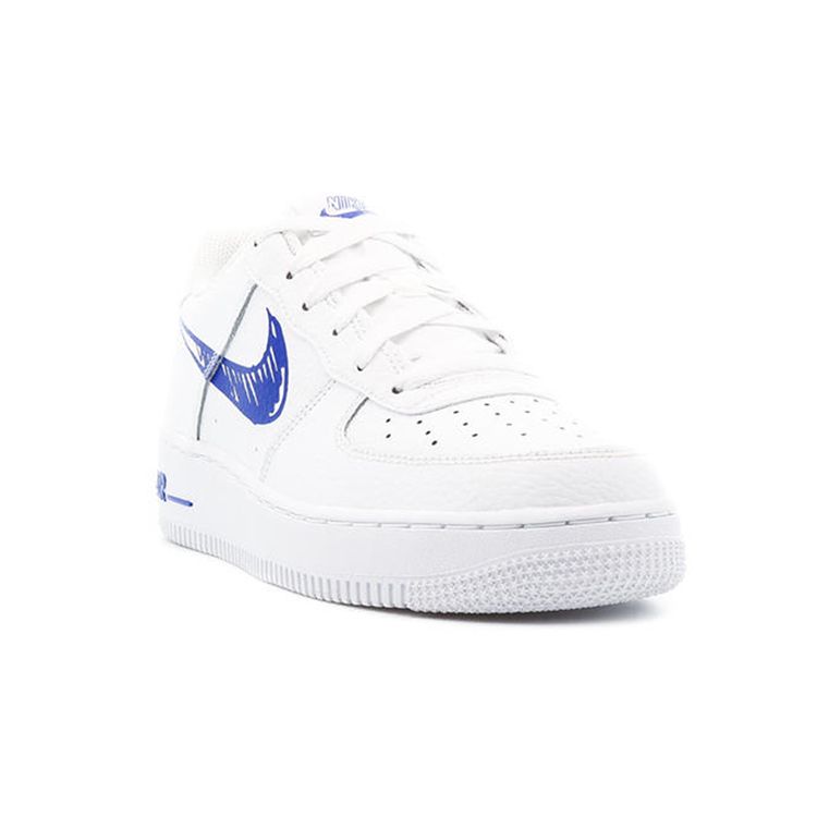 Nike Детские кроссовки Air Force 1 Low GS Doodle Swoosh — белые детские кроссовки Racer Blue DM3177-102