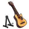 Mini Guitar Model Reddish Brown 3.3in Length Miniature Guitar Model Decoration with Stand