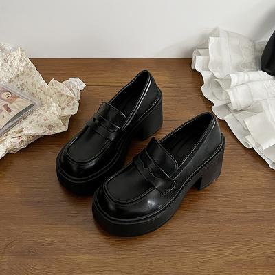 Маленькие кожаные туфли в стиле ретро, женские, на толстом каблуке, туфли-лодочки на высоком каблуке, новые, на одной педали, Мэри Джейн, толстая подошва
