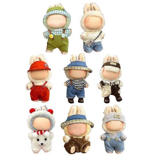 Комплект одежды для куклы 17 см Шляпа Комбинезон Наряд для куклы Одежда для игры Модные аксессуары для легкого одевания