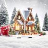 Christmas Snowy House Stake Acrylic Garden Decorative Stake Winter Village House Xmas Outdoor Decor Stake for Patio Lawn
