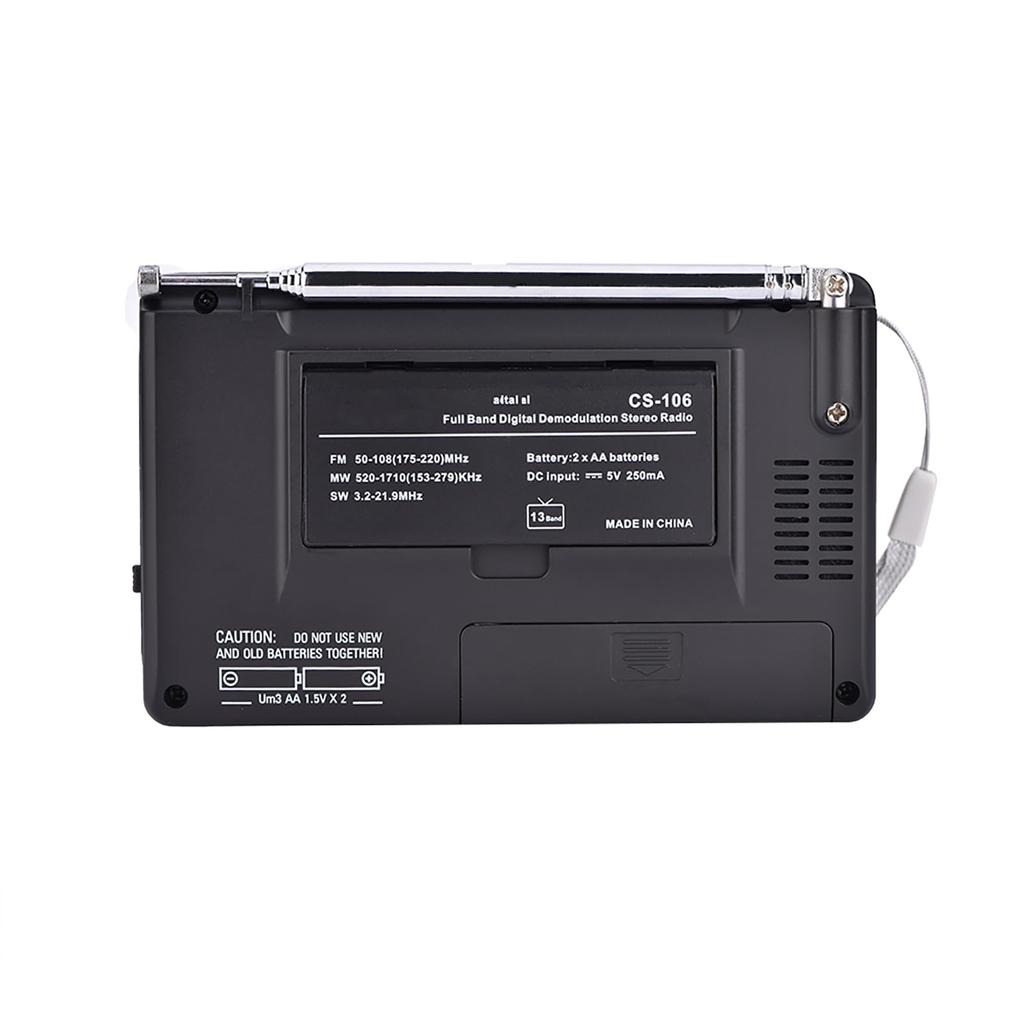 Портативный коротковолновый звуковой полночастотный приемник с будильником и телескопическим радио, FM/AM/SW/LW/TV радио) дисплей), Радио) Антенна/Подвесная