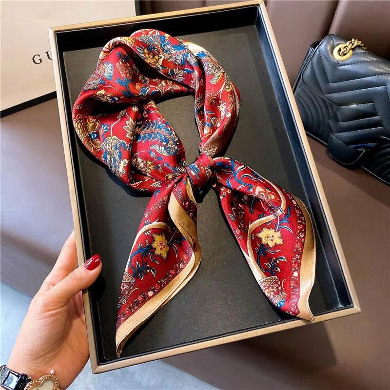 100% натуральный шелковый квадратный шарф женский бандана платок шарфы шали квадратный ворот фуляр накидки cachecol femme schals bufanda