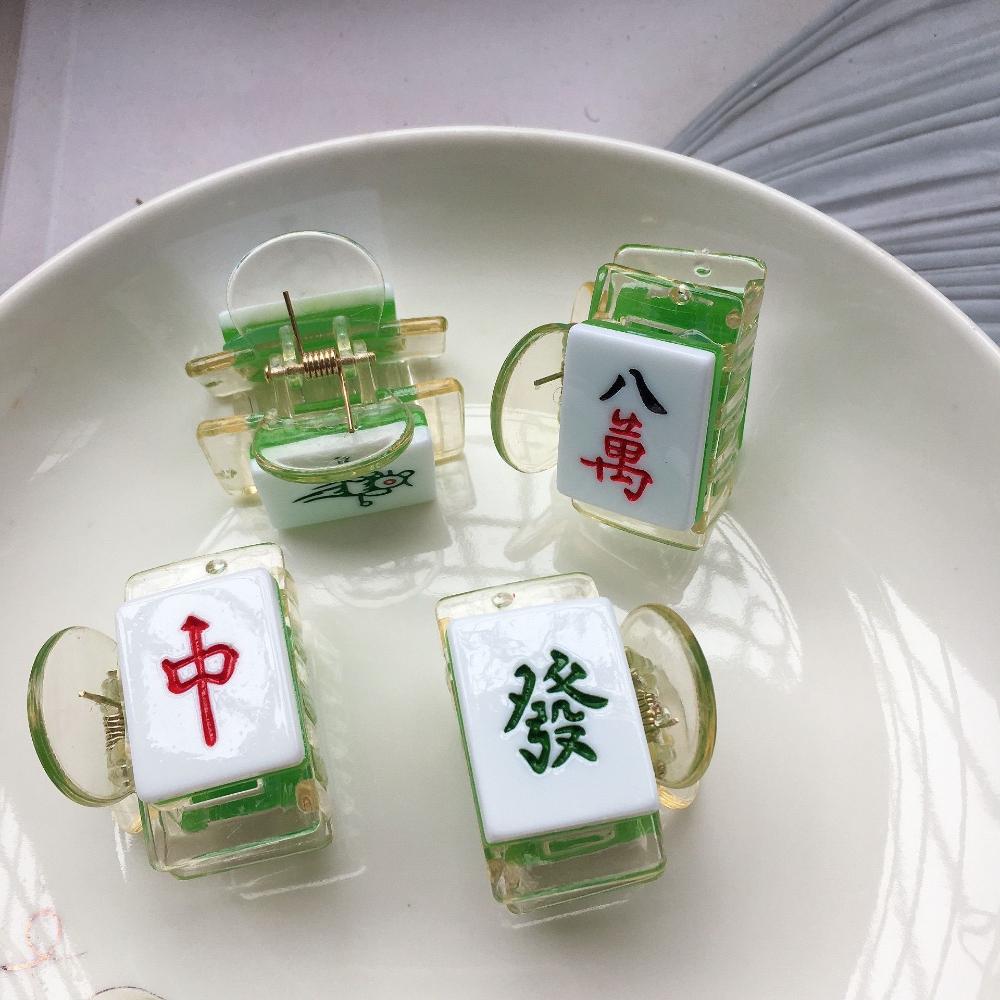 Clip Resin Girls Hair Accessories Chinese Style Barrette Shark Clip Mahjong Hair Claw Women Hairpin