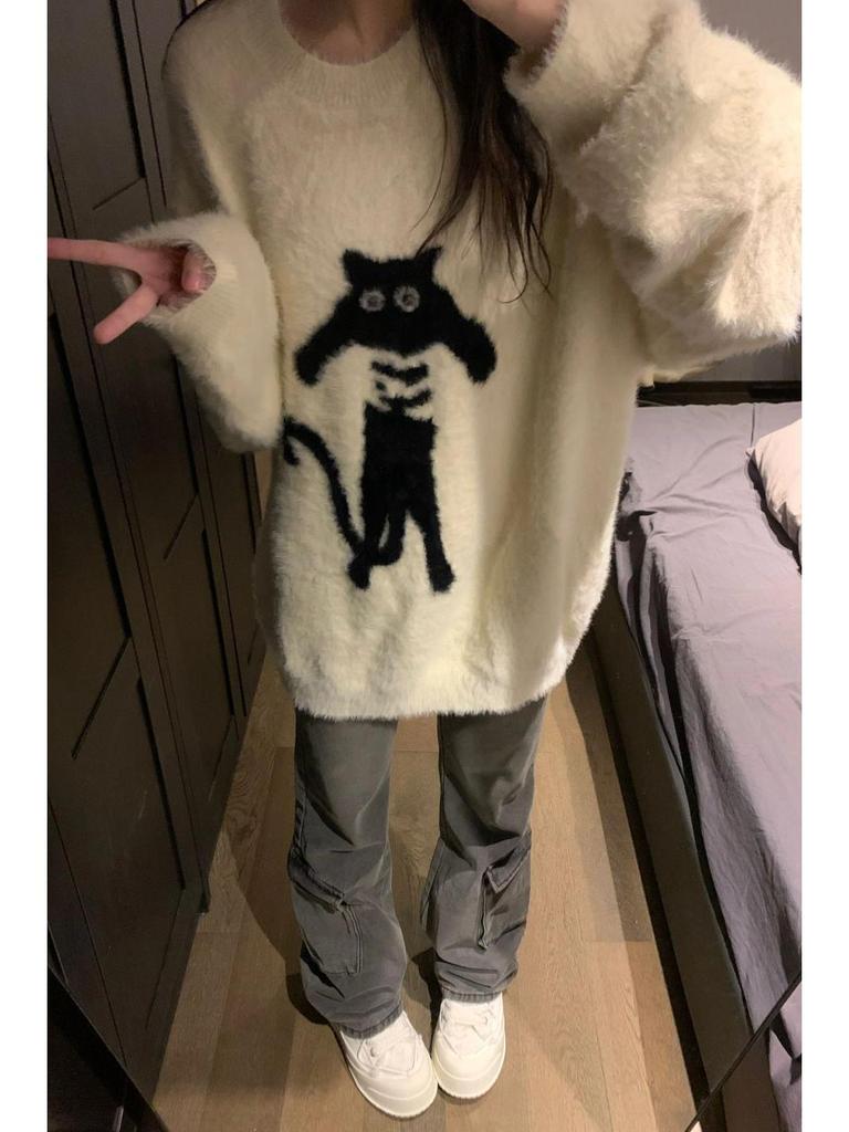 Женский свитер оверсайз в ленивом стиле из мягкого трикотажа - Теплый, удобный пуловер с круглым вырезом