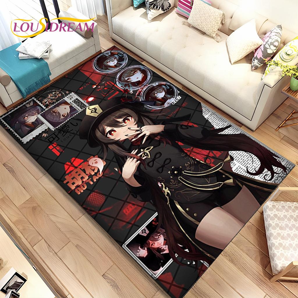 Genshin Impact Cartoon Game Area Rug, ковер для дома, гостиной, спальни, дивана, дверного коврика, кухонного декора, детский нескользящий напольный коврик