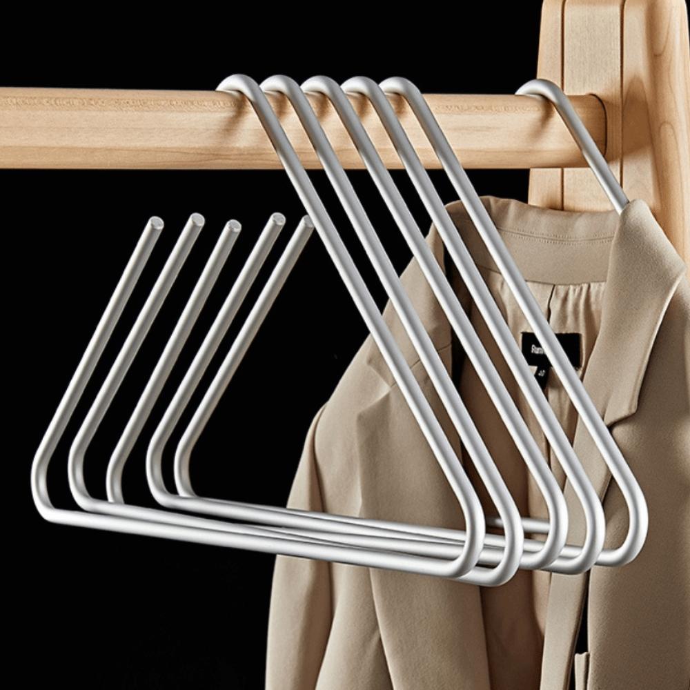 5PCS Non Slip Triangle Coat Hangers Sturdy Rust-Proof Wardrobe Hanger Metal Space-Saving Drying Rack Trouser Storage
