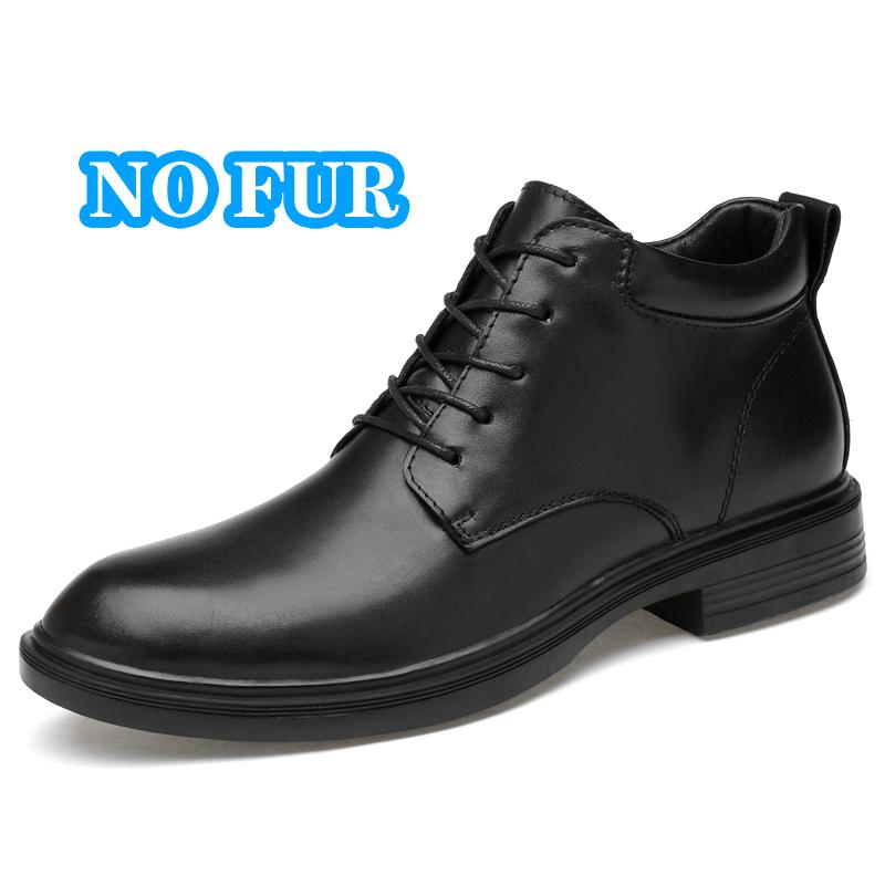 High Quality Genuine Leather Business Shoes High-top Men's Ankle Boots Luxury Brand Retro Winter Plush Snow Boots Man Warm Shoes