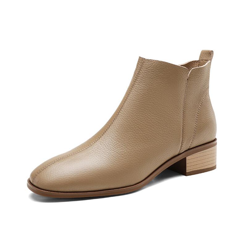 Модная осенняя женская обувь из натуральной кожи, повседневные короткие ботинки для женщин, модные ботинки, женская обувь, низкий каблук, ботильоны, женские ботинки