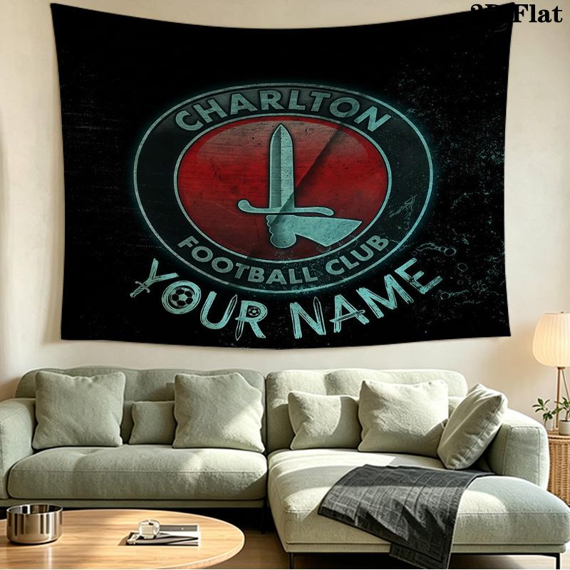 Custom Name Charlton Athletic Printed Tapestry – Wall Hanging for Bedrooms, Dorms, and Home Decor
