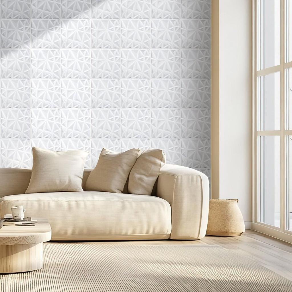 3D Wall Panels 33-Pack 11.81x11.81'' PVC 32 Sq.Ft Coverage Diamond White