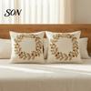 Hidden Zipper Cushion Covers Autumn Wreath Cover, Thanksgiving Throw Pillow Leaf Embroidery Soft Cases Case for Sofa Couch Farmhouse Home Decor,