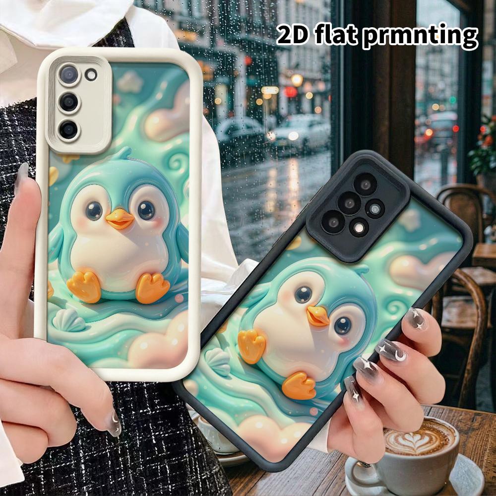 Phone Case: 2D flat design suitable for Samsung Galaxy A34 A35 M05 M06 S20 S22 S21 FE Plus 5G protective case, jelly little penguin, perfect Christmas