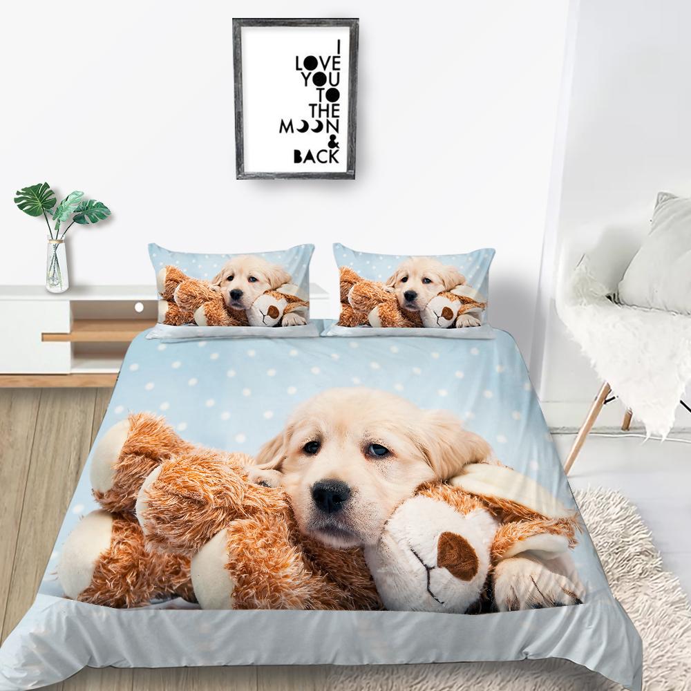 Пододеяльник для домашних животных с 3D принтом собак, комплект постельного белья, креативный домашний текстиль, покрывала из микрофибры для мужчин и женщин, покрывала King Size