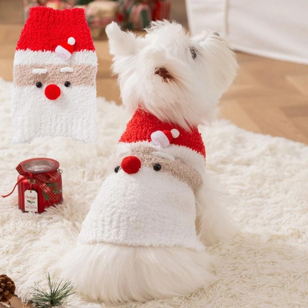 Santa Claus Style Winter Dog Clothes Sleeveless Knit Pet Sweater For Small Medium Dog