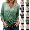Женская модная и повседневная футболка с v-образным вырезом и принтом Bandhnu, с рукавами 3/4, базовый топ с v-образным вырезом, обычный топ