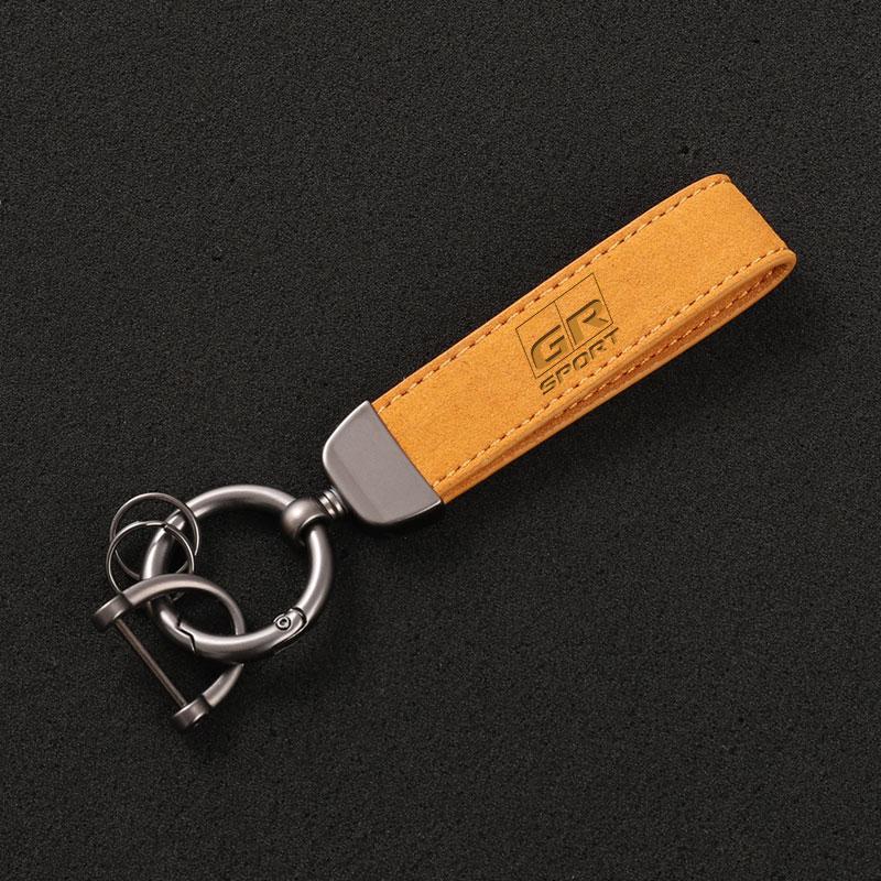 Suede Leather Car Keychain Key Rings Custom Gift 3D imprinting For Toyota GR GAZOO RACING Toyota Yaris Hilux Corolla Prius Car