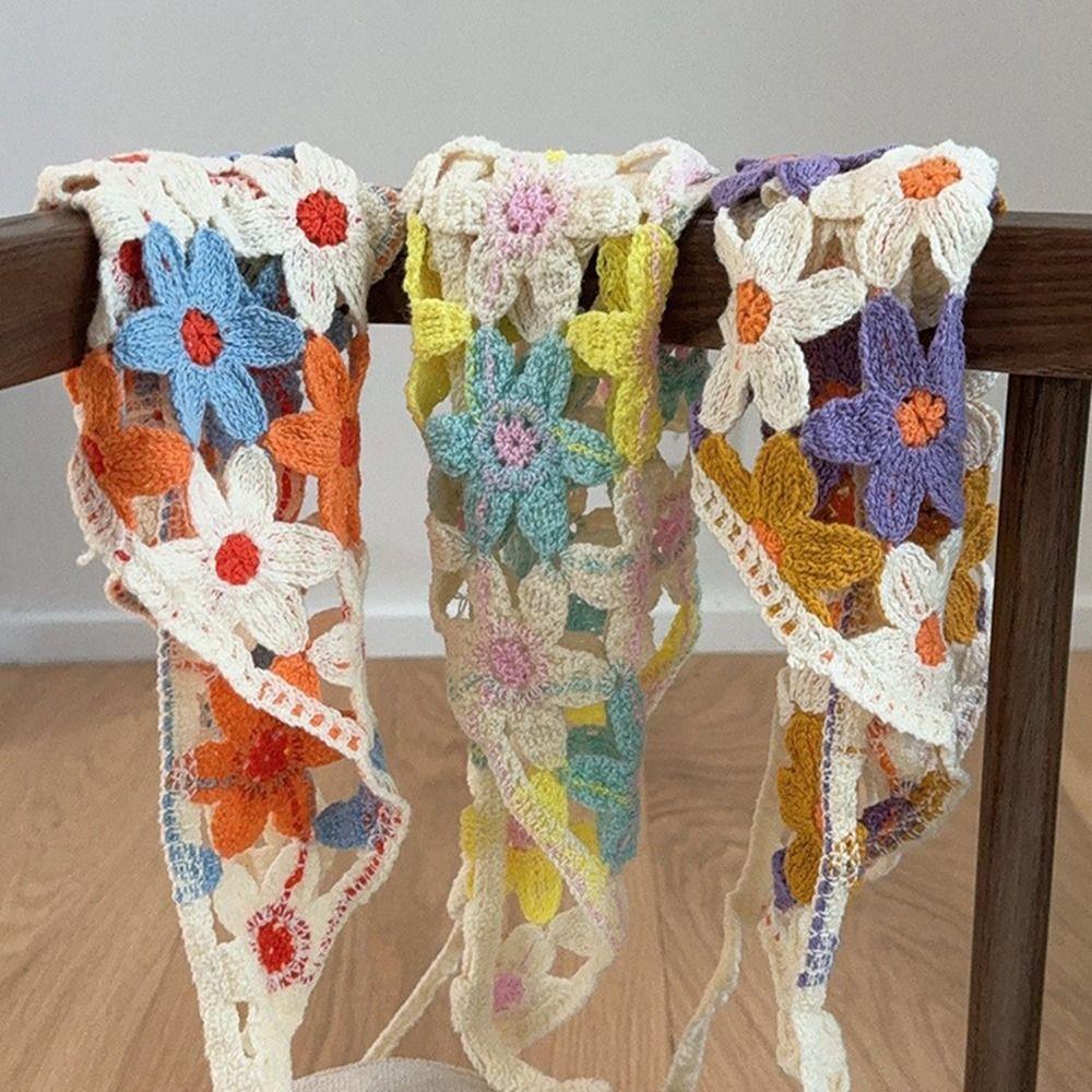 Hair Band Triangle Bandana Floral Crochet Bandana Vintage Knitted Headband Girls