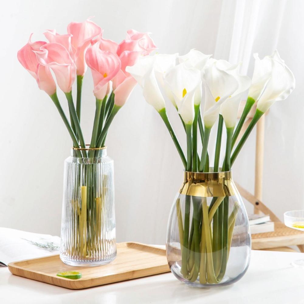5Pcs Bridal Elegant Real Touch DIY Silk Plants Artificial Calla Lilies Fake Flowers Bouquet