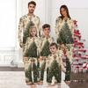 Рождественский комплект домашней одежды с круглым вырезом и принтом для родителей и детей, с длинными рукавами и длинными брюками