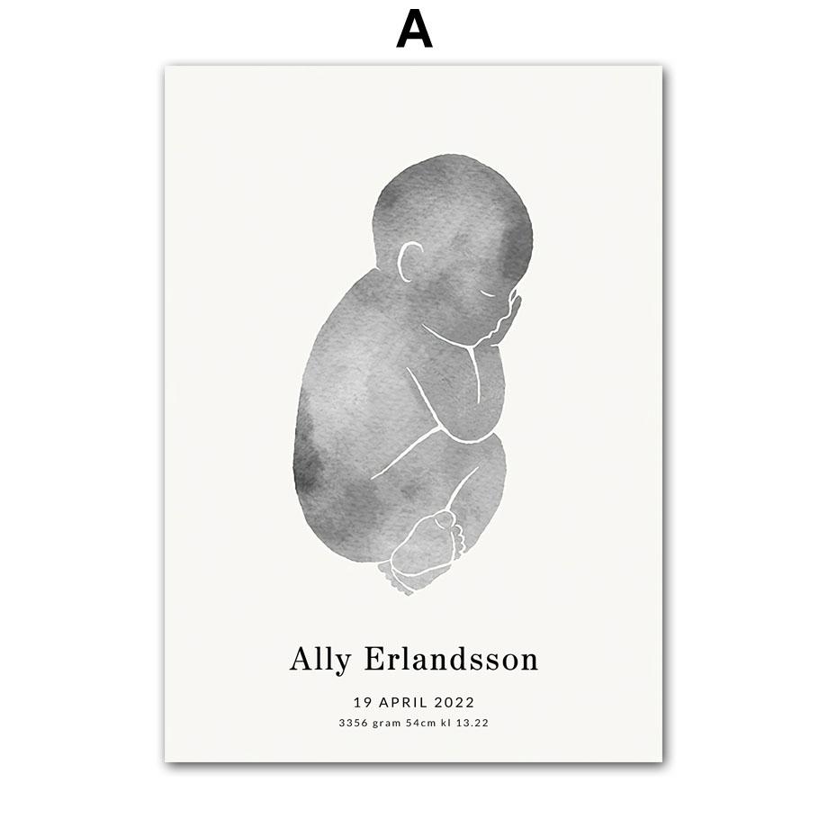 Новые детские следы, дата рождения, Баба, мама, индивидуальные настенные художественные холсты, картины, постеры и принты, декор для детской комнаты, фотографии