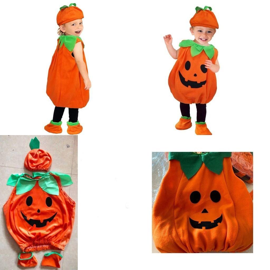 Warm And Comfy Children Pumpkin Costume With Hat And Shoe Covers For Halloween