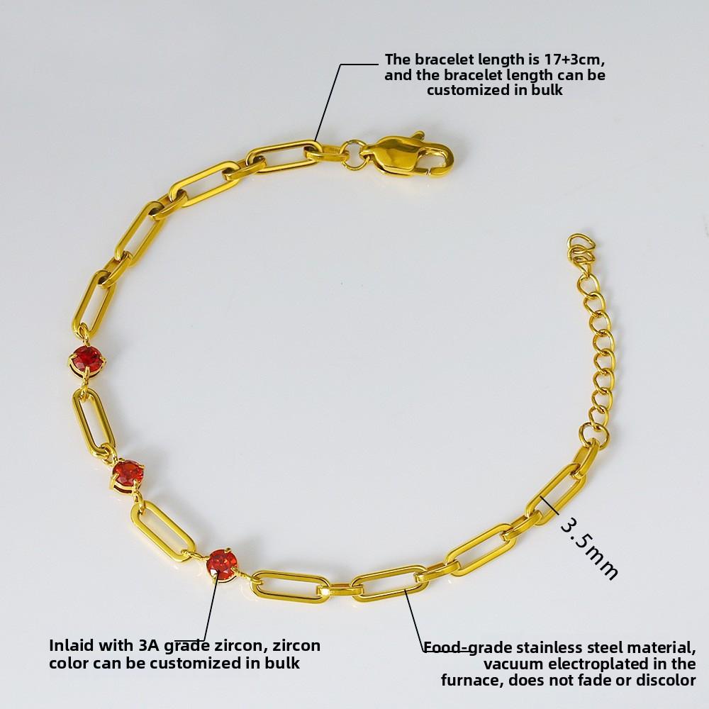 Zircon Geometric Bracelet for Women Minimalist Fashion Style Luxury Gold Color Jewelry Supply