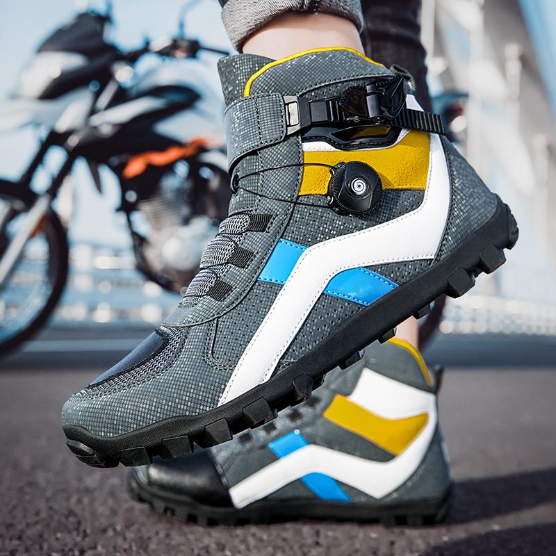 Мотоциклетные защитные ботинки для езды мужские противоскользящие дышащие всесезонные новые внедорожные короткие ботинки дорожное снаряжение велосипедные ботинки