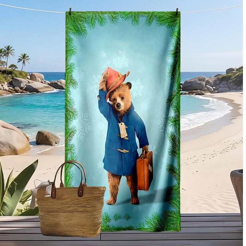 Paddington bear Printed Quick Dry Beach Towel Super Absorbent Soft Lightweight Bath Towel for Pool Summer Travel
