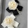 Vintage Black Camellia Bow Brooch Elegant Neck Tie Brooch Mourning Brooches Formal Wear Shirt Collar Pins Jewelry Decoration
