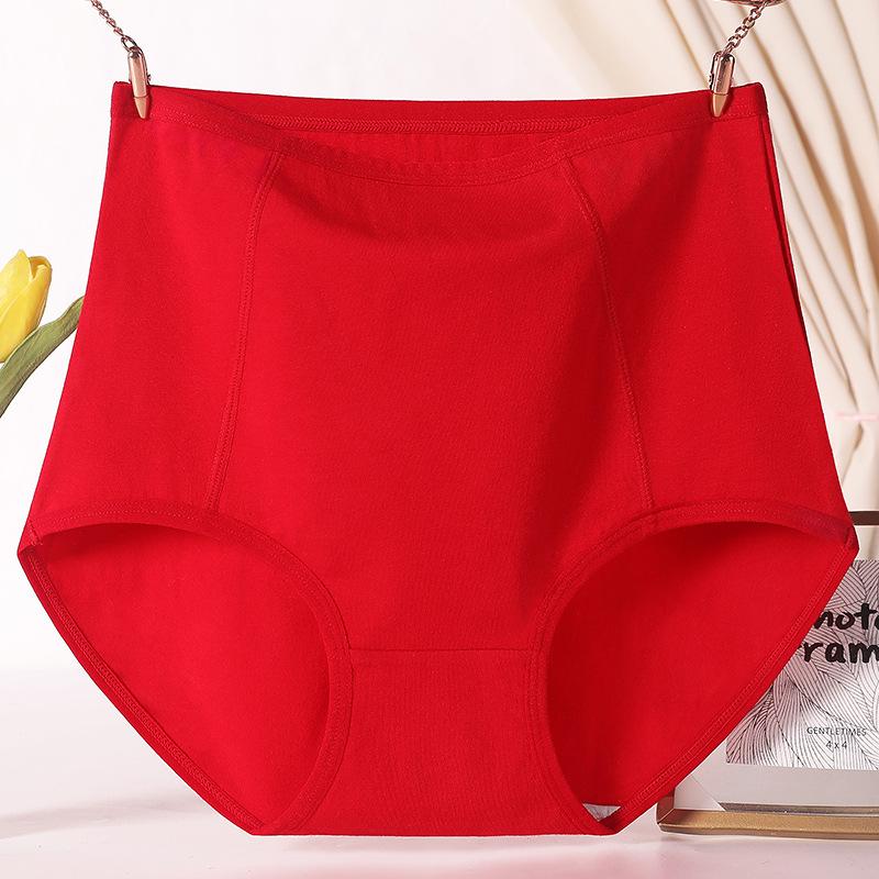 Женские трусики с высокой талией красного цвета для женщин среднего возраста и пожилых людей, большие размеры