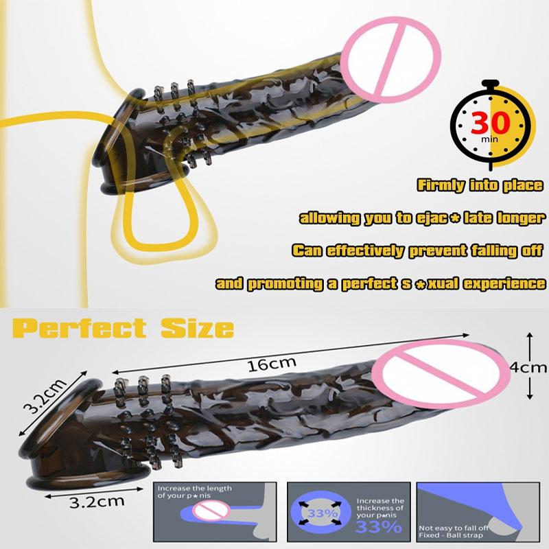 20 см рукав для увеличения пениса, утолщающий удлинитель пениса, многоразовый презерватив для задержки эякуляции, секс-игрушки для мужчин, игрушки для взрослых
