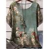Women Plus Size Floral Print T-Shirt Relaxed Fit Short Sleeve Vibrant Pattern Spring Summer Outings Casual Comfortable Top