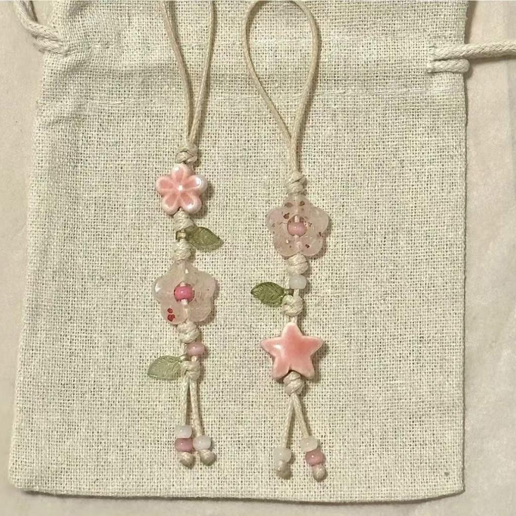 Керамическая цепочка-мобиль с цветком-звездой, шнурок для телефона, аксессуары для сумки, мобильный кулон, подарок для молодых трендсеттеров