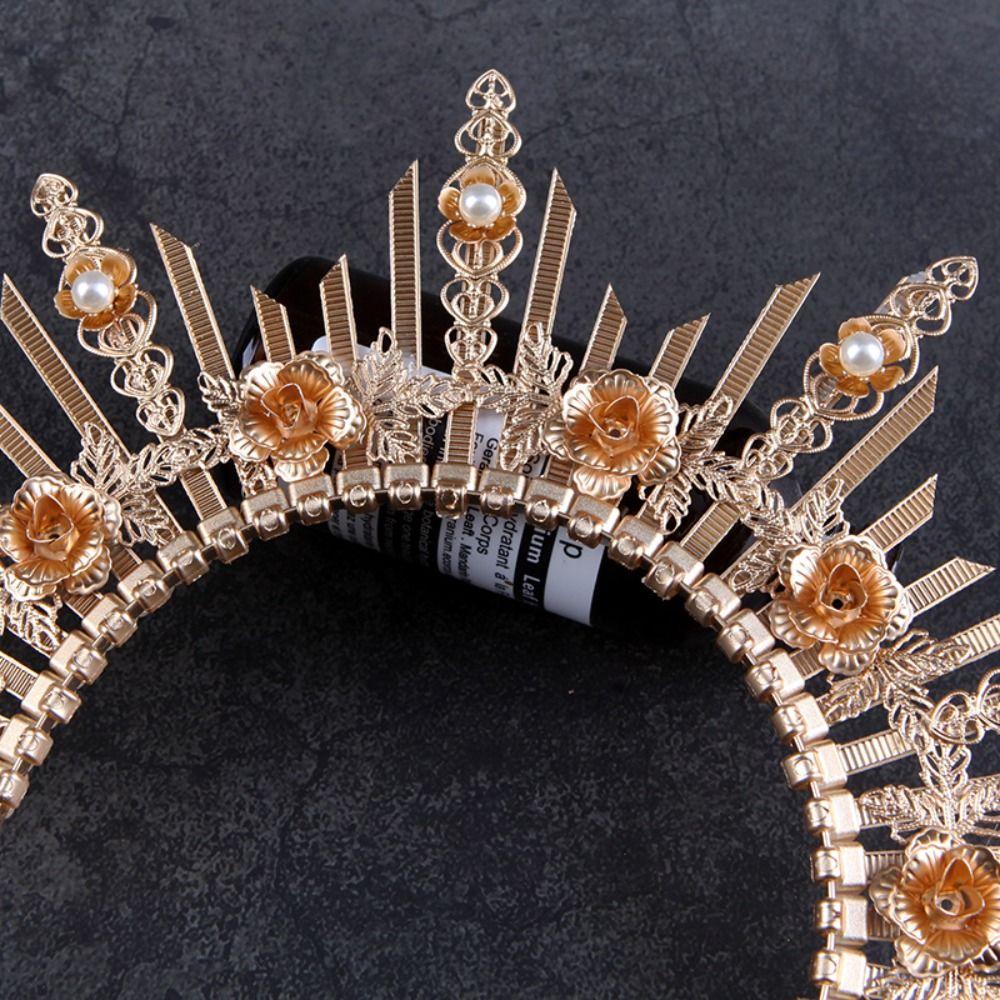 Cosplay Gold Color for Photoshoot Wedding Tiara Halo Crown Headpiece Headdress for Birthday Party